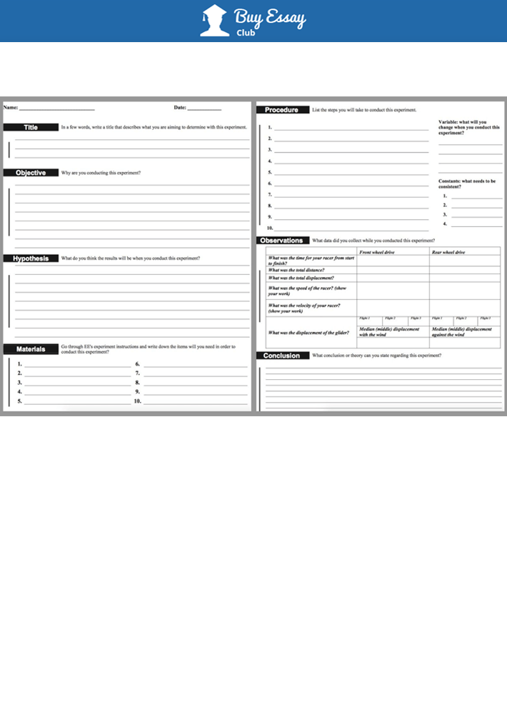 Lab Report Template Middle School