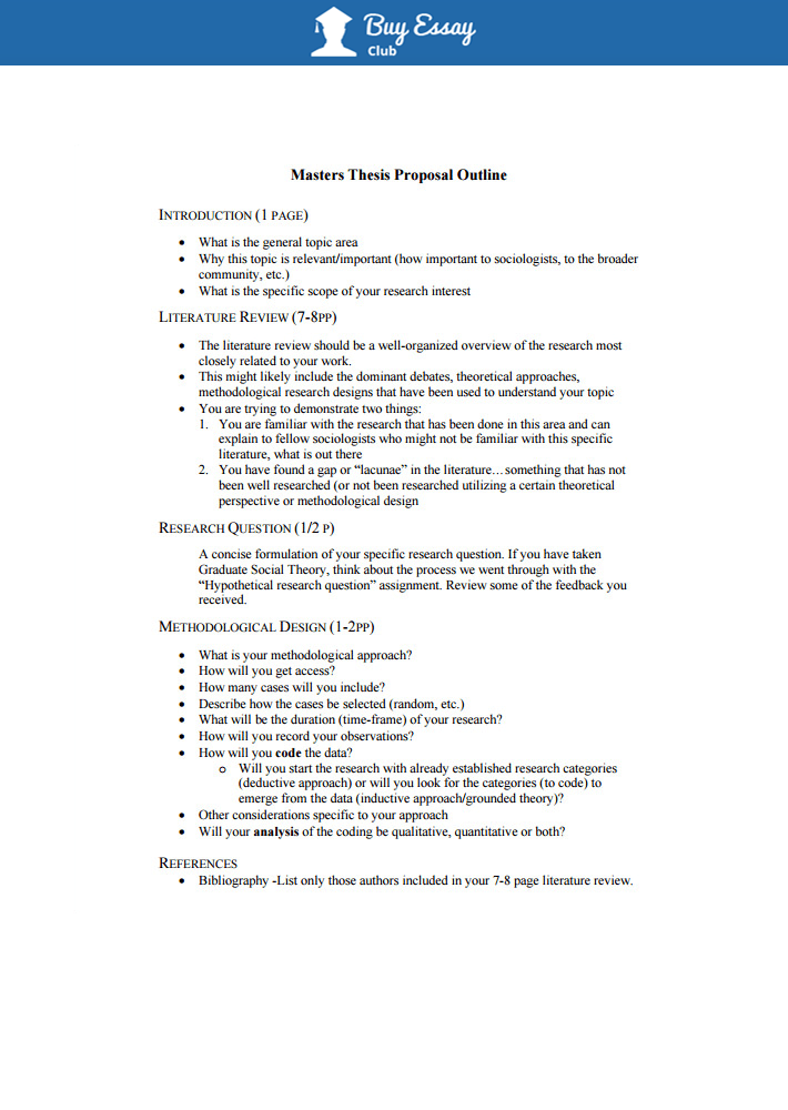 Masters Thesis Proposal Outline