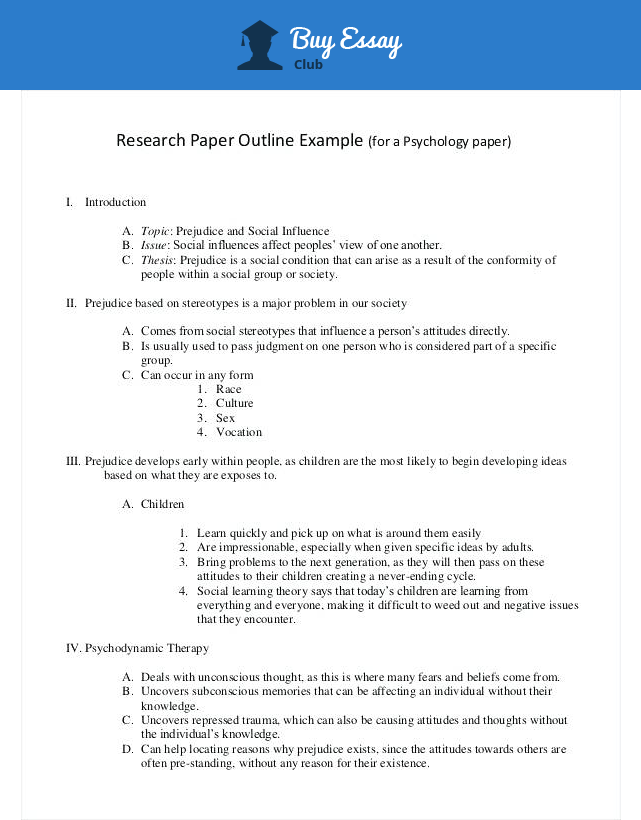 psychology research paper outline